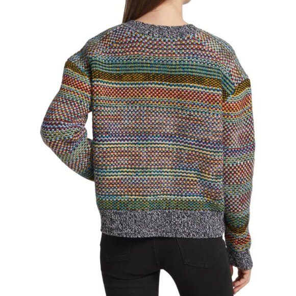 rag & bone Willow Rainbow Sweater 100% Merino Wool Chunky Colorful - Picture 2 of 14